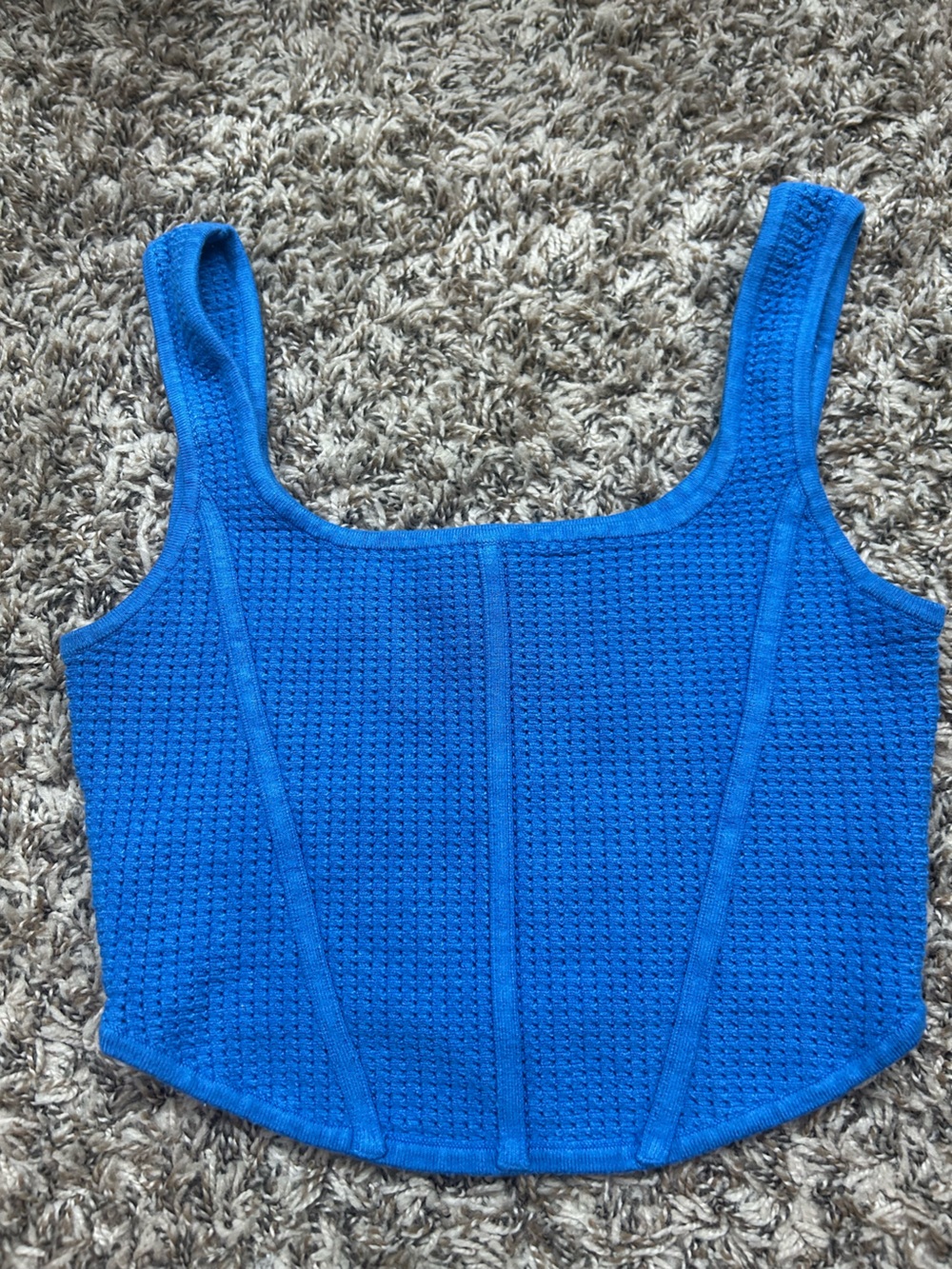 House of Harlow 1960 Sleeveless Knit Corset Style Crop Top Size S Blue
